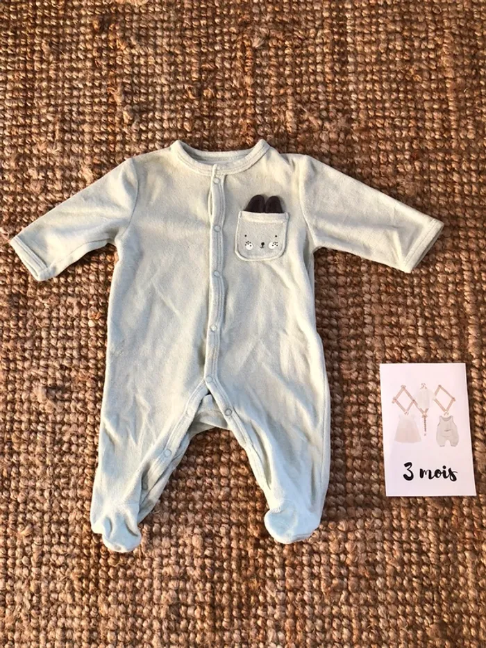 Pyjama velours vert d'eau