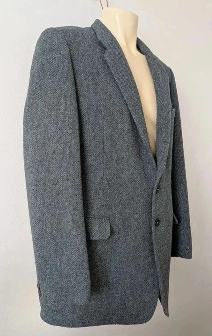 Veste bleue en laine tweed - Saint Michael - made in the UK - taille L - photo numéro 2