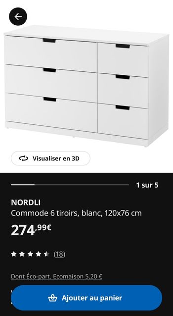 Commode IKEA NORDLI commode 6 tiroirs en très bon état 