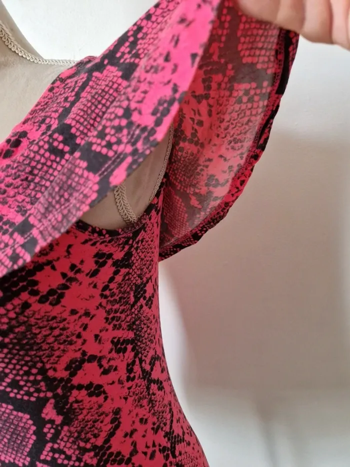 Body Jennyfer effet serpent taille L rose fluo - photo numéro 3
