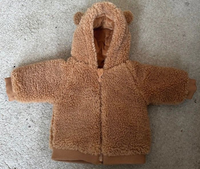 Manteau en sherpa à capuche - Marron clair - 3 mois
