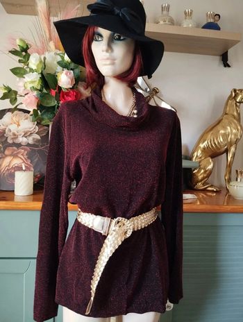 🌹Blouse Scintillante Col Bénitier Vernal Paris T38/40🌹
