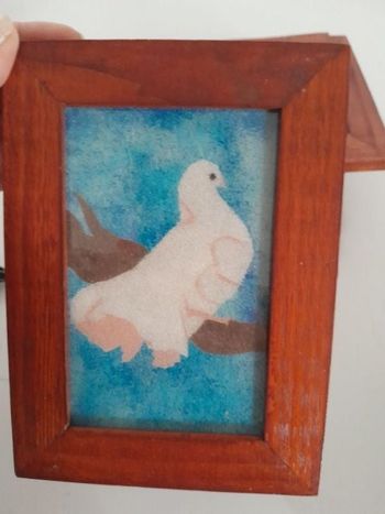 Tableau de sable  oiseau 18,5x13,5 cm