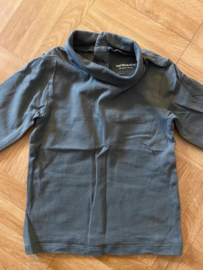 Sous pull à col roulé noir taille 12 mois Vertbaudet - photo numéro 2