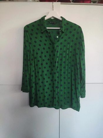 Stradivarius chemisier vert pois bleu L