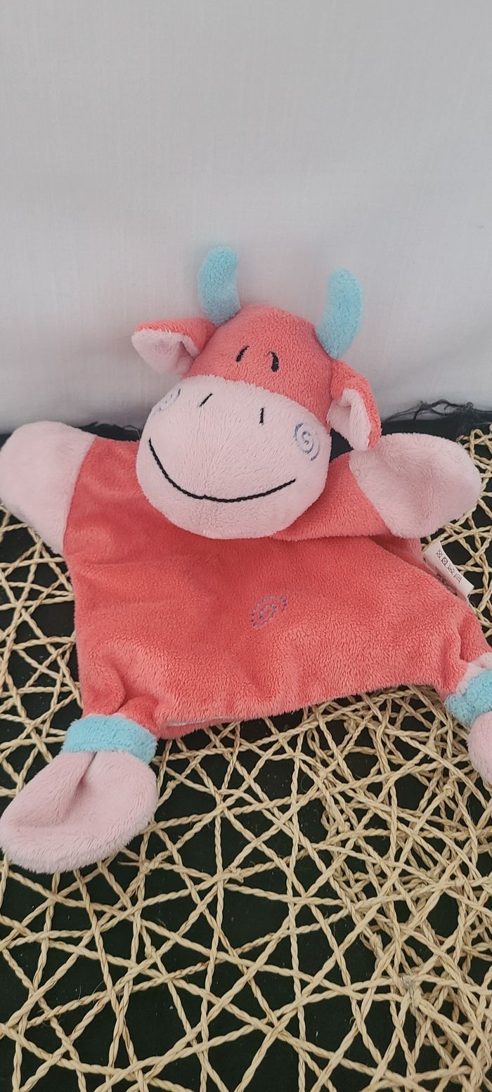 Doudou Marionnette Vache rose Spirale Addex Junior - photo numéro 3