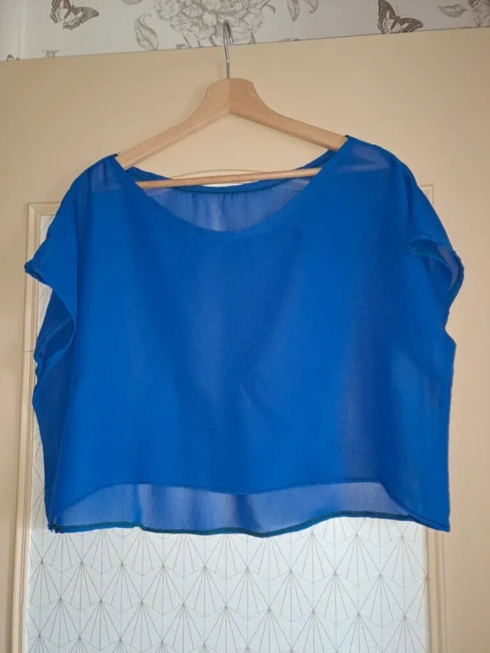 Petit haut femme Fluide bleu transparent sans étiquette Tu tbe