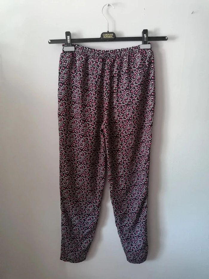 Pantalon polyester noir fleuri 36 Kiabi - photo numéro 8
