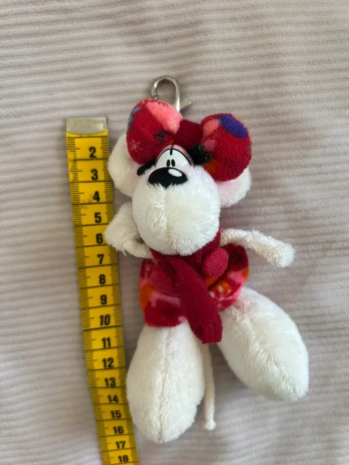 Peluche Diddlina 15 cm - Porte-clés blanche et rose - photo numéro 2
