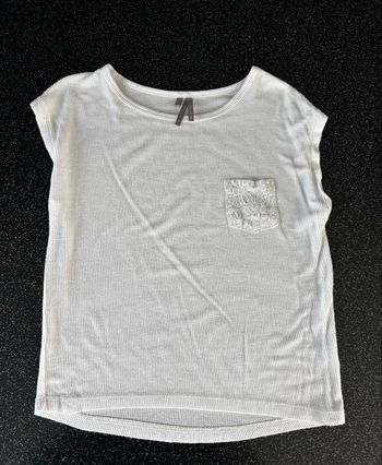 Orchestra - t-shirt blanc avec poche dentelle fille 8 ans 