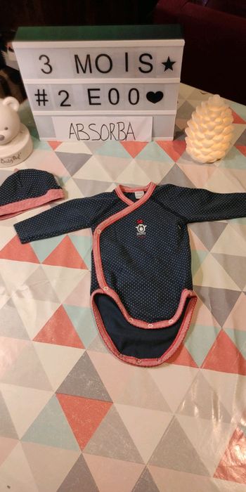 Body manches longues  Bonnet 3 mois 🐧