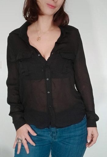 Chemisier noir transparent chic