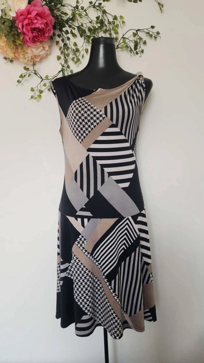 Robe fluide été à motif graphique asymétrique femme 🎀 Taille S 🎀