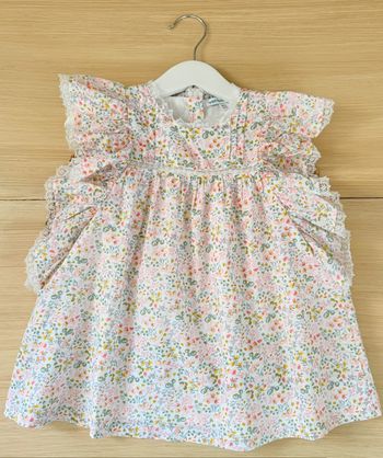 Robe fleurie et dentelle Vertbaudet
