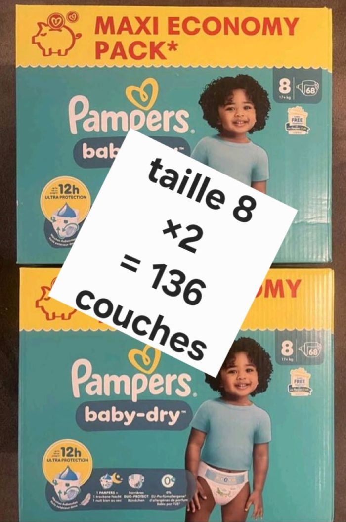 2 cartons de couches taille 8