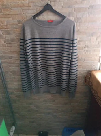 Pull gris rayures marine Tissaia L