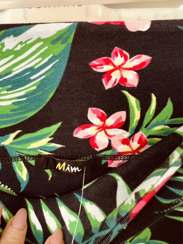 Taille S ~ 36 mini jupe extensible femme Mim noire verte et rose * fleurs * 🌺 - photo numéro 6