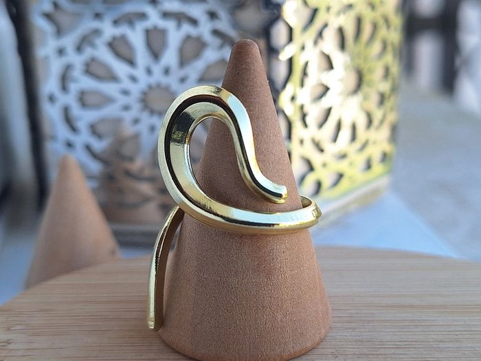 Bague Ouverte Dorée en acier inoxydable, Motif moderne Bague design ouvert Ajustable bague Pour elle - photo numéro 4