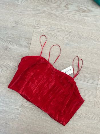 Haut Top  bustier en velours rouge Paula Echevarria taille 38 Neuf