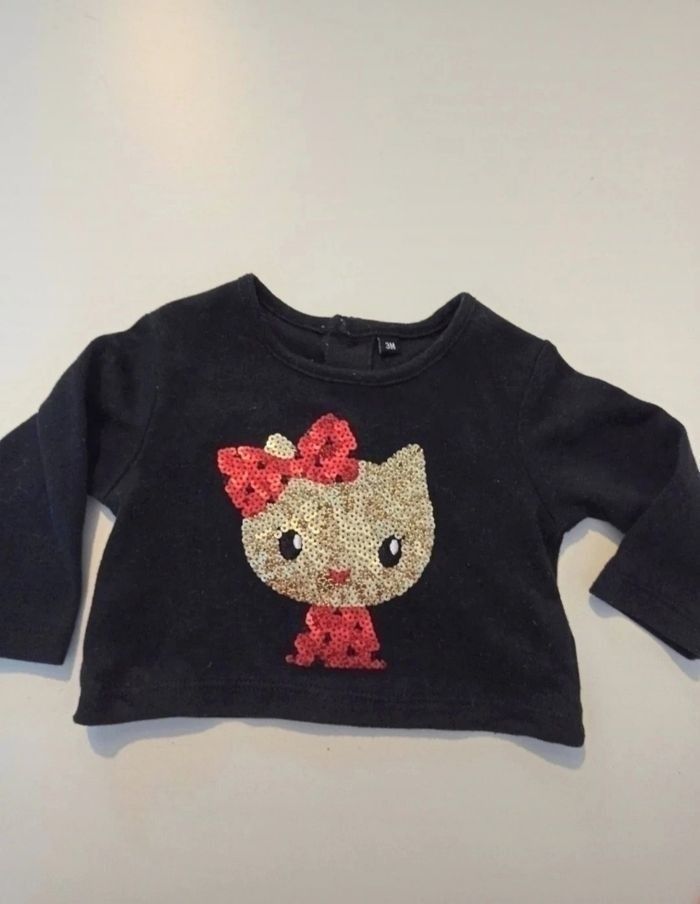 Ensemble 3 mois " chat en sequins" - photo numéro 2