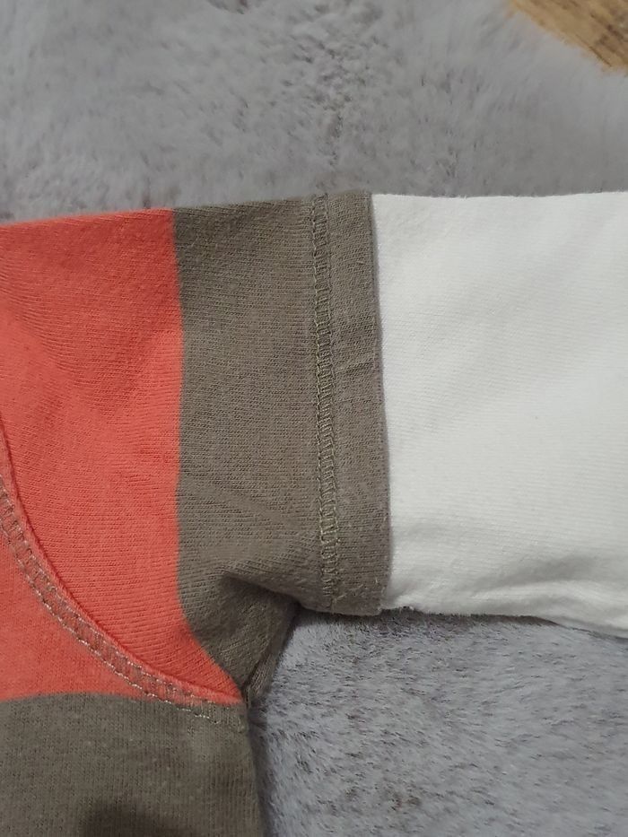 Polo manches longues rayé kaki et orange Vertbaudet 12 mois - photo numéro 3