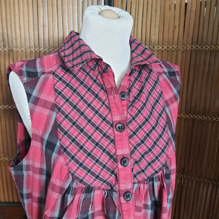 Tunique femme rouge à carreaux "CDC" taille L - photo numéro 3