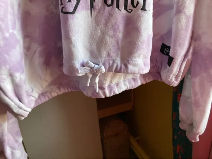 Superbe sweat-shirt capuche hoodie top crop Harry Potter coton tye et dye taille S - photo numéro 6