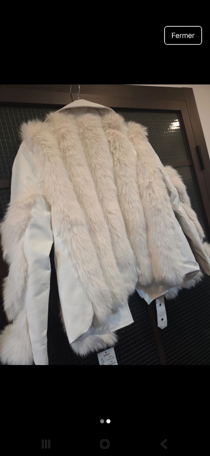 Manteau simili cuir et fausse fourrure - photo numéro 2