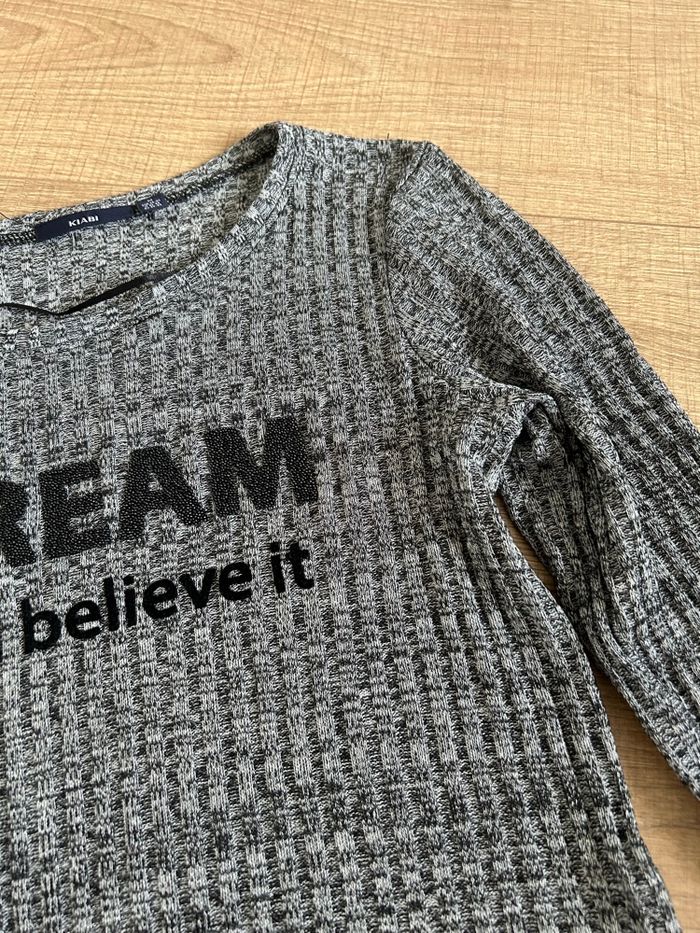 Pull gris et noir avec manches 3/4 Kiabi taille M TBE - photo numéro 10