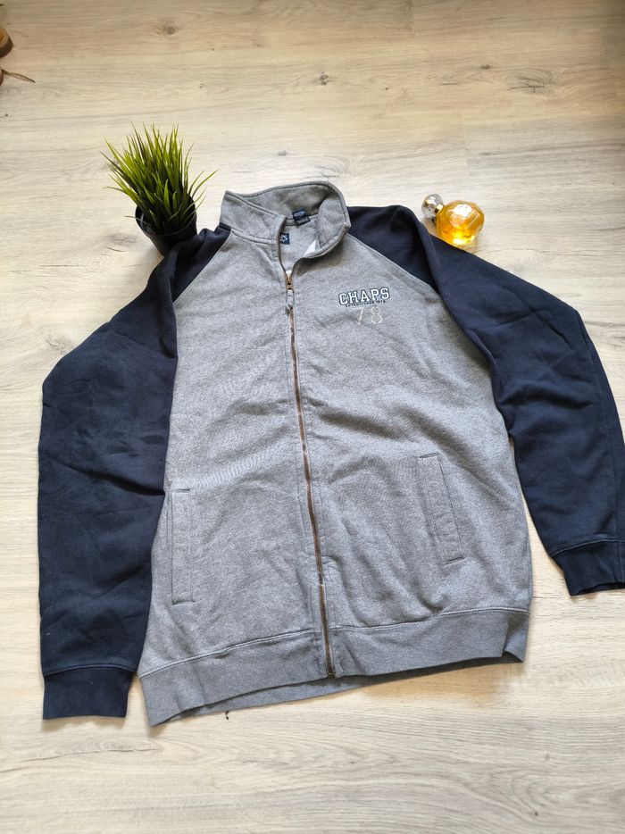 Sweat zippé Chaps gris & bleu - Taille L - photo numéro 3