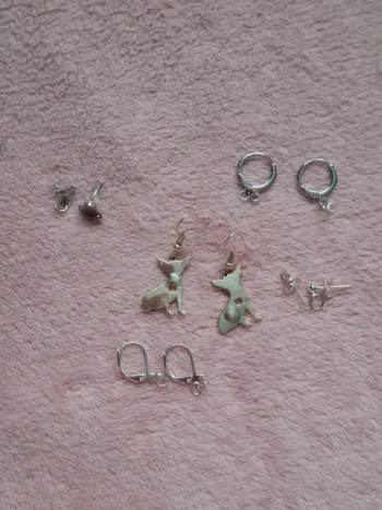 🐶 Boucles d’oreilles chien argenté – Attaches au choix