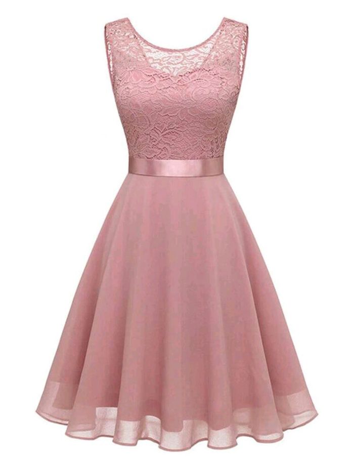Robe rose bonbon sans manche avec dentelle - photo numéro 10