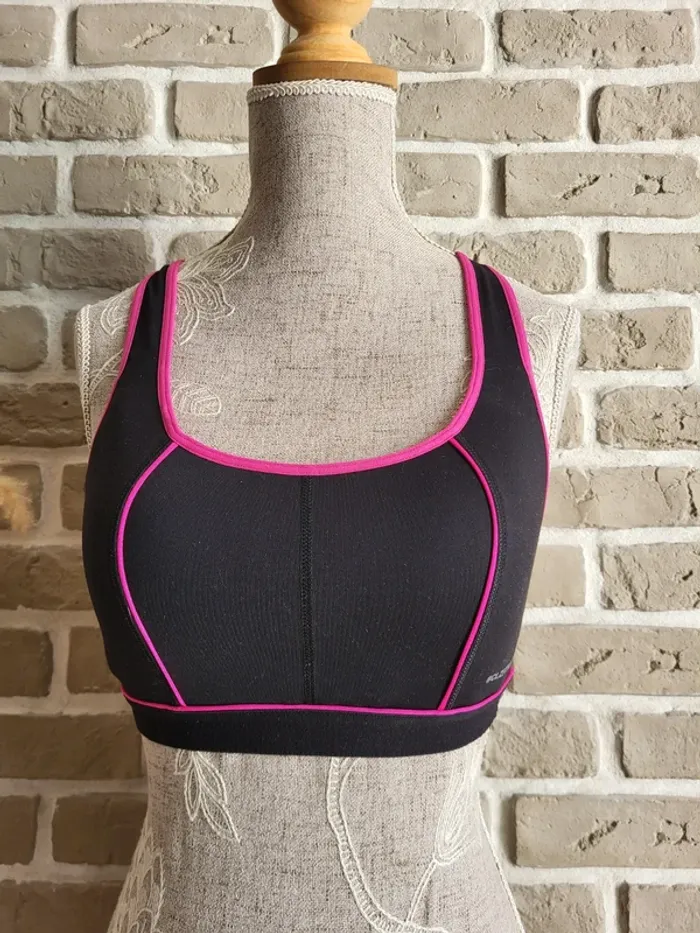 Brassière de sport bretelles croisées Calzedonia - noir et rose - photo numéro 2