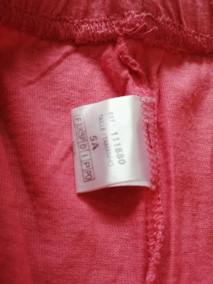 Legging court rose élastique à la taille avec broderies fleurs froncé en bas / sans marque / (5ans) - photo numéro 2