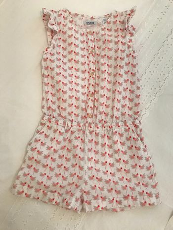 Combishort fille 7Ans imprimé oiseaux