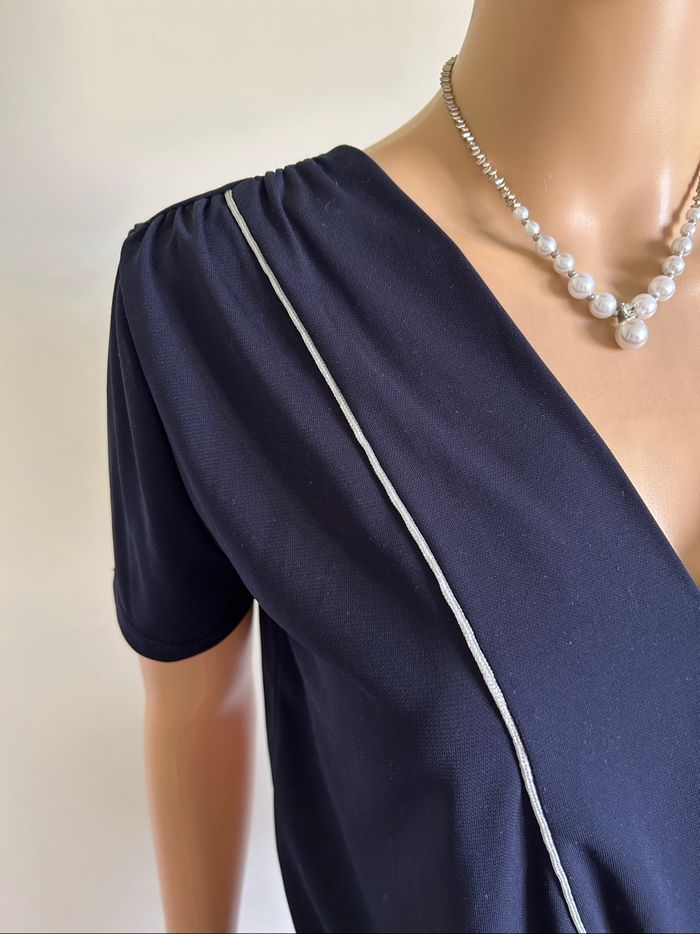 Blouse bleue marine à manches courtes Morgan taille S jamais portée - photo numéro 4