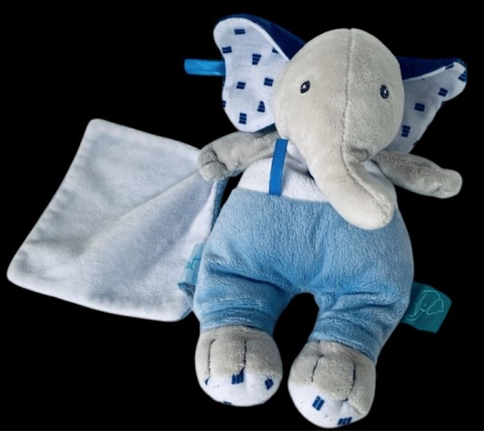 ❤️B5088 Doudou Edgar Éléphant Elephant Mouchoir Baby Nat Bleu Blanc Babynat