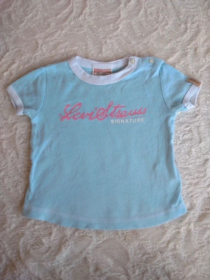 Lot de 2 tee shirt chemise manches courtes Fille 12 mois Levi Strauss signature 100% coton - photo numéro 10