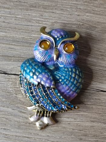 Broche hibou émaillé rétro