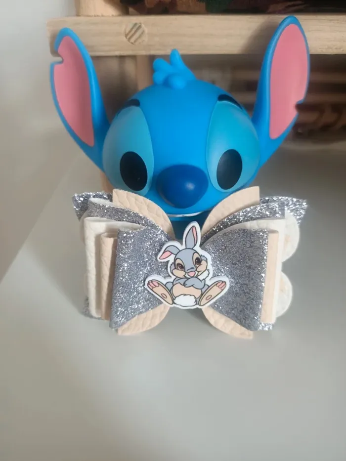 Barrette beige et argenté croco fait main