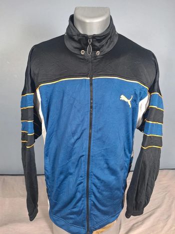 Veste Puma vintage M/L bleu noir jaune logo brodé rétro 90s