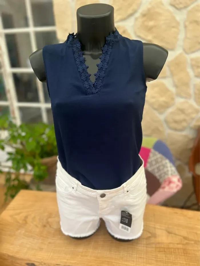 Short en jean femme été blanc taille M 38 - 40 esmara neuf étiqueté - photo numéro 4