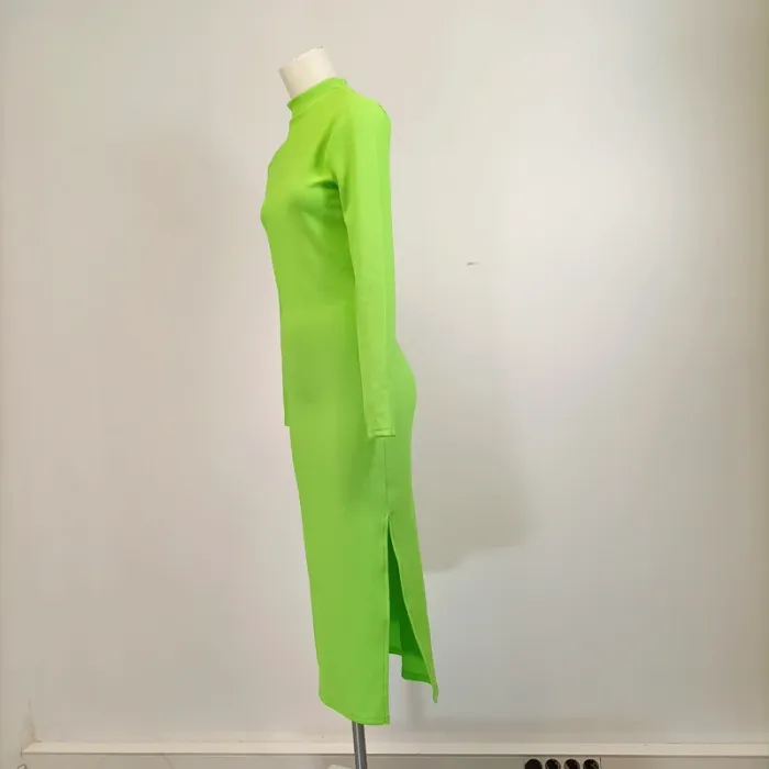 Robe verte fluo- M - stradivarius - robe longue moulante, soirée A288 - photo numéro 2