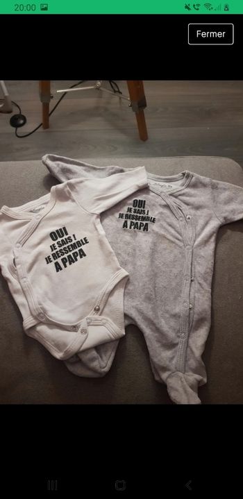 Vends  body + pyjama taille naissance