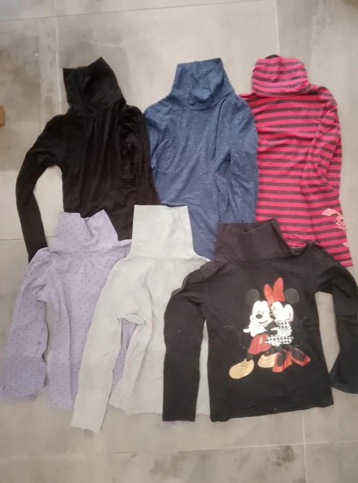 Lot de 6 t-shirts manches longues à col roulé, sous pull - Fille 10 ans