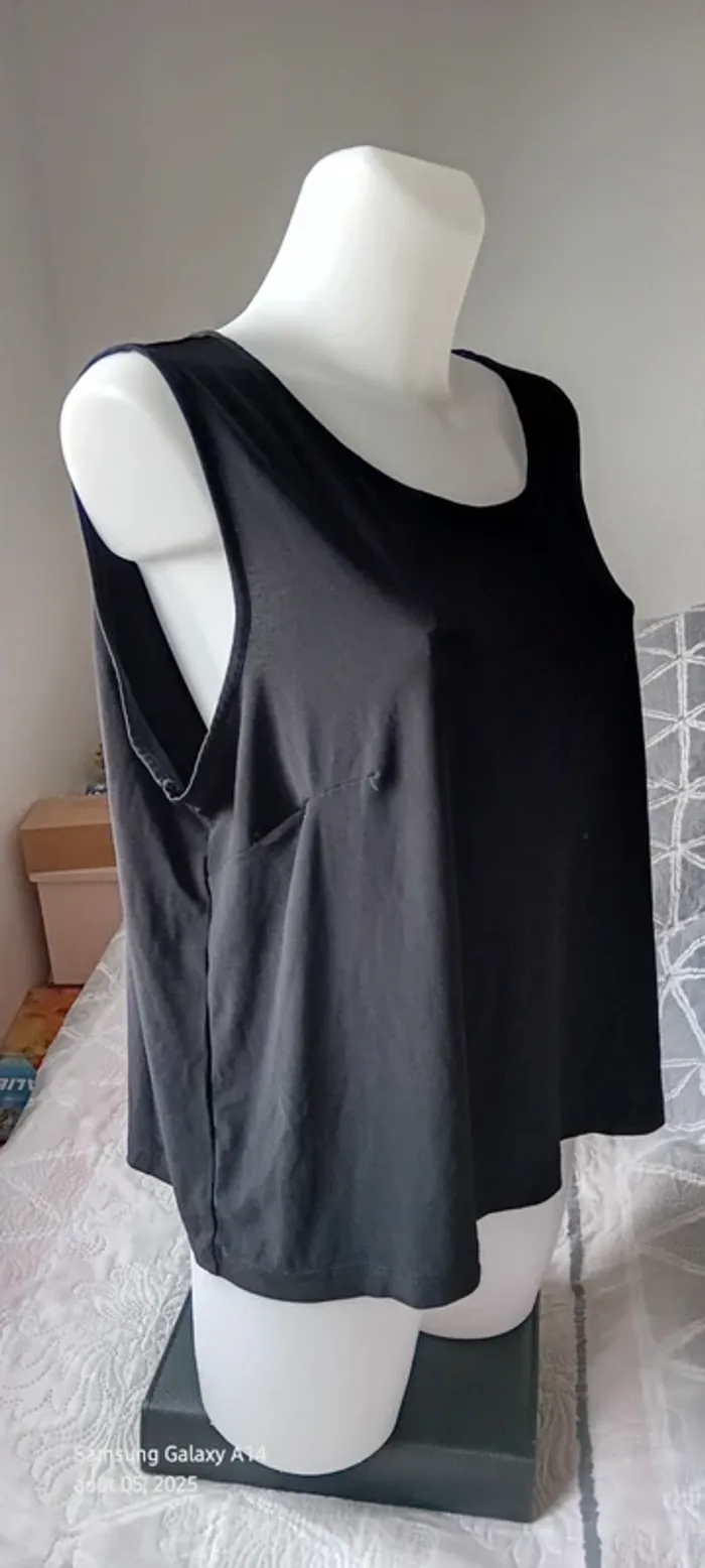 Débardeur fluide col rond noir femme xxl opaline - photo numéro 7