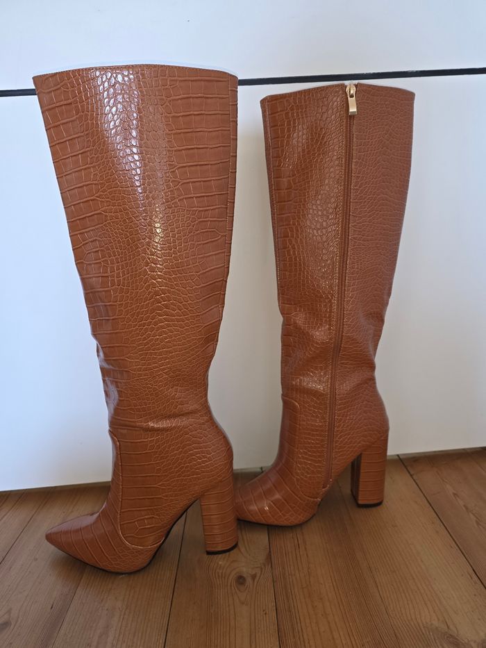 Bottes croco camel 38 - photo numéro 2