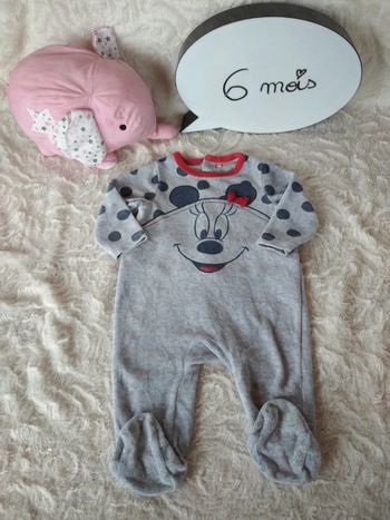 Pyjama grenouillère velours Fille 6 mois Minnie Disney Baby