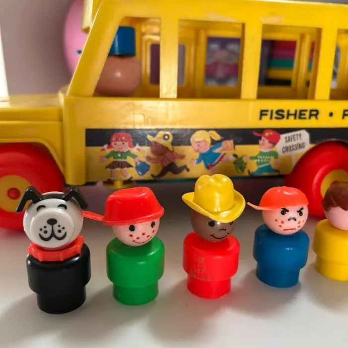School bus fisher price vintage complet - photo numéro 2