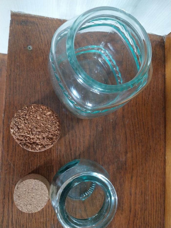 Pots en verre épais bouchon liège vintage - photo numéro 9